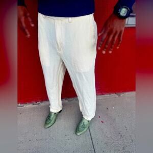 Louis Raphael 32/30 Linen Straight Leg Dress Trousers